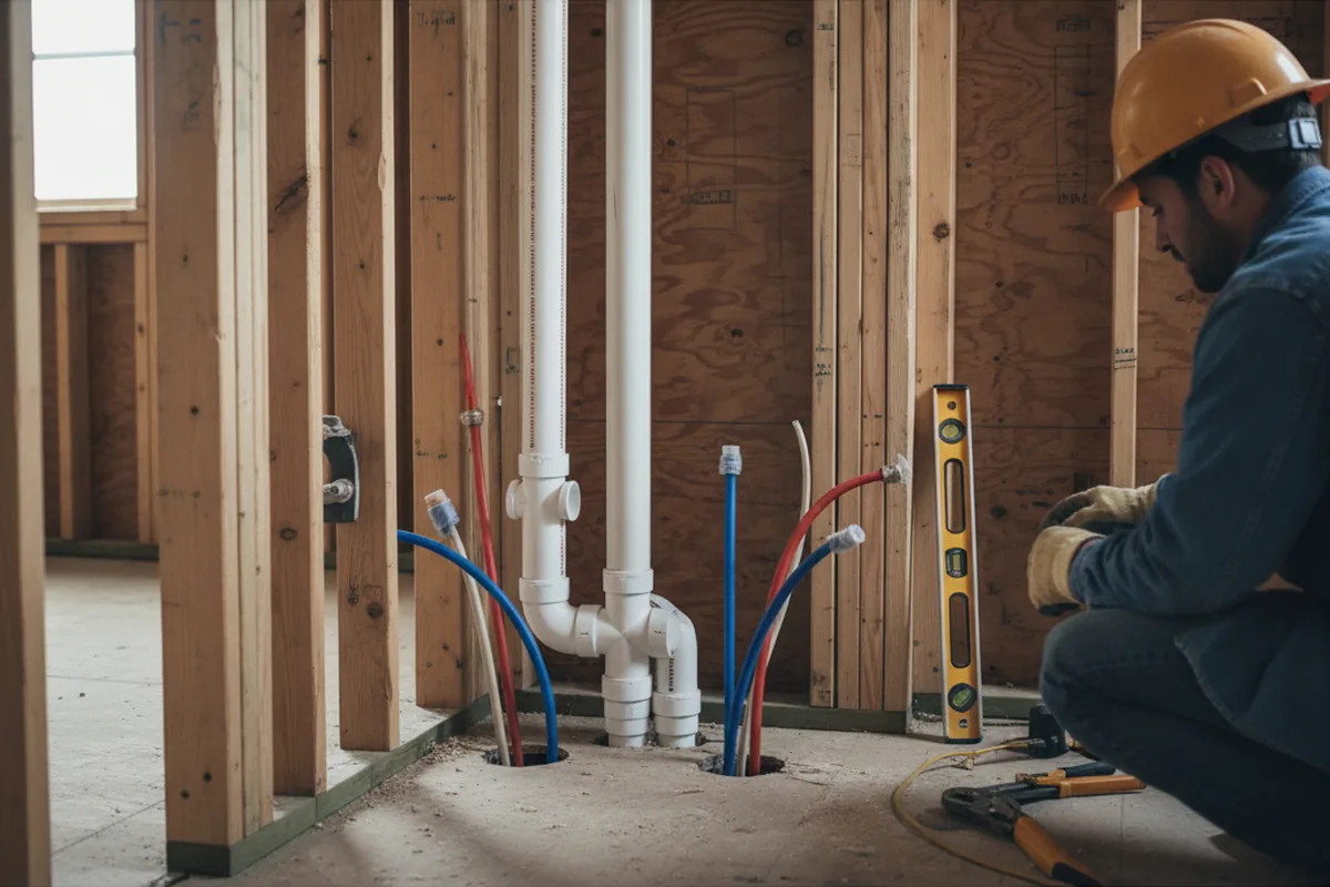 Drain and supply rough-in during Sump Pump Repair in Corsicana