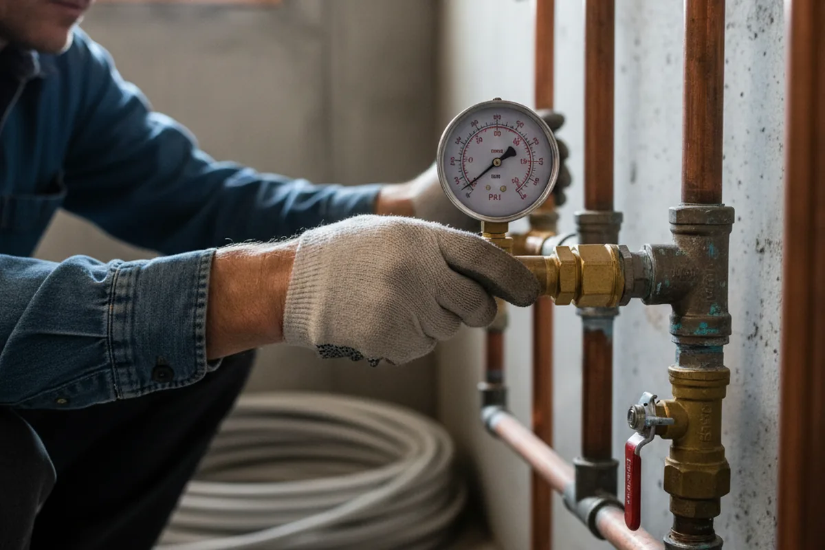 Pressure testing a repaired line during Water Line Repair in Corsicana